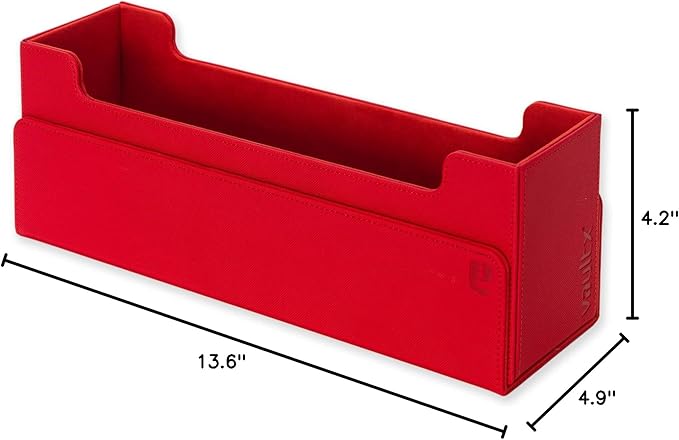 Vault X Card Storage Box, Exo-Tec Material, Detachable Magnetic Lid, with Dividers & Foam Fillers, for Trading Cards (Red)