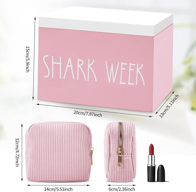 Tampon Holder and Feminine Products Organizer for Bathroom, Shark Week Storage, Dispenser, Farmhouse Container, Accessories Box for Girl Stuff