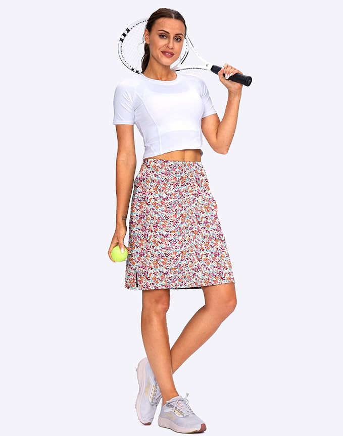 Women's 20" Knee Length Skorts Skirts UPF50+ Athletic Tennis Golf Skirt for Women Casual Summer Skirts