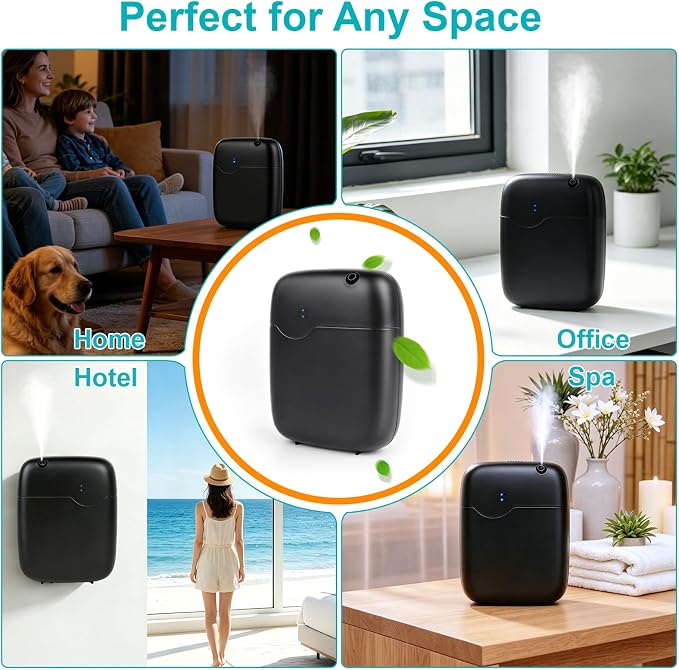 Scent Air Machine for Home, Bluetooth Smart Cold Air Scent Machine with 400ml Oil Bottle, 2000 Sq.Ft Coverage Aromatherapy Diffusers for Large Room Home Hotel Office Spa with App Control (Black)