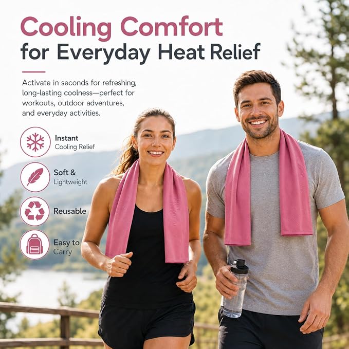 Ice & Sweat Towels, 43.3" x 15.7" - Cooling Neck Wraps for Summer Heat - Quick Cool Down for Gym, Running, Golf, Yoga & Sports