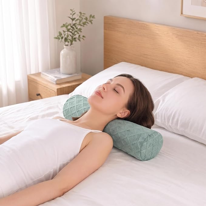 4.7" Neck roll Pillow,Small Round Circle Pillow Cylinder Pillows | Cervical Memory Foam Neck Support Pillows,for Sleeping,Head,Neck,Bed,Back,and Legs Round Neck Support and Yoga Pain Relief