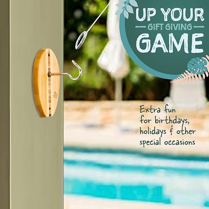 Tiki Toss Ring Toss Game for Adults - Hook and Ring Games with String and Hooks for Indoor/Outdoor Use, Man Cave Decor & Stuff, Gifts for Men/College - Standard or Deluxe 12.3" / Tiny 5"