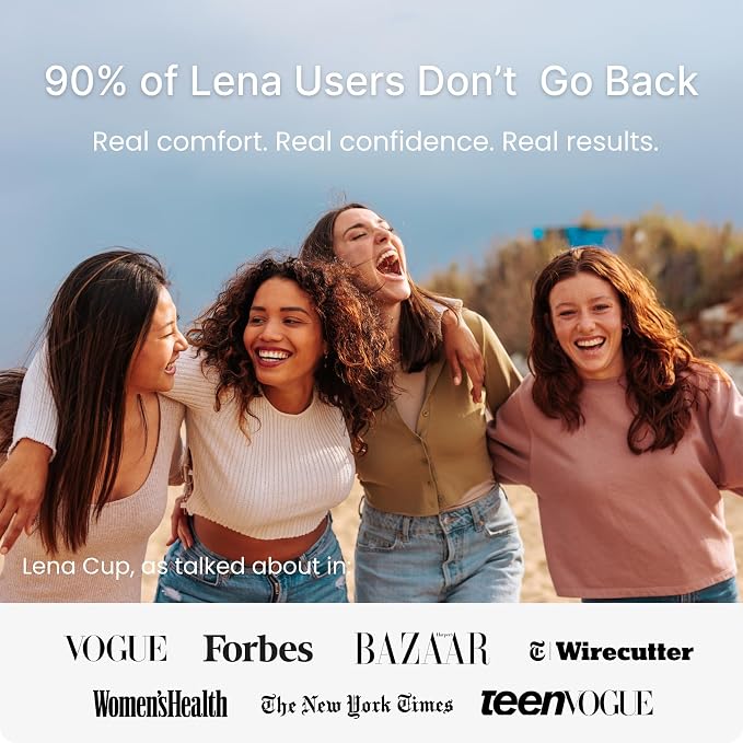 Lena Sensitive Menstrual Cups 2-Pack Ultra-Soft Set (Small & Large) Medical-Grade Silicone Period Cup for Women Heavy Flow, Reusable and Comfortable 12-Hour Leak-Free Protection