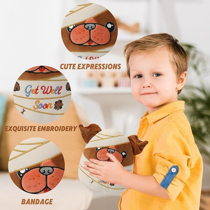 Get Well Soon Plush Dog – Injured Bulldog Stuffed Animal Adorable Bandages, Perfect Get Well Gift for Bulldog Lovers 9 Inch