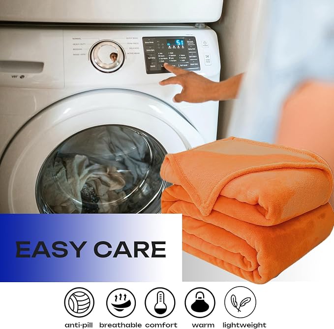 Burnt Orange Fleece Plush Throw Blanket 50"x60"for Couch Fuzzy Cozy Flannel | Super Soft Lightweight Microfiber Blanket for Sofa Bed bedroom Home Decor All Season,Birthday Gifts for Women Mom Adult