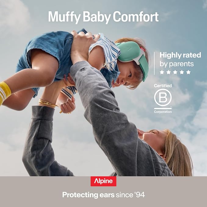 Alpine Muffy Baby Comfort - Protects Hearing for Babies and Toddlers - CE & ANSI Certified - Headband for Safe fit & Comfort - Adjustable for Ages 3-48 Months - 24dB Sound Reduction, Sand