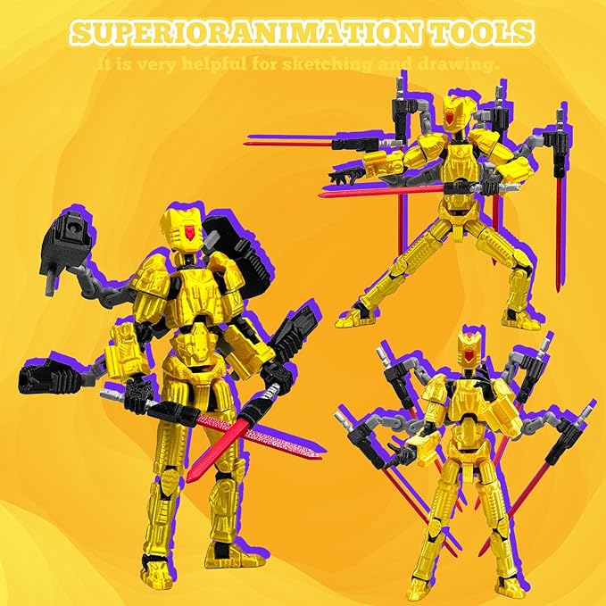 Assembly Completed T13 Action Figure Set,T13 mision 13 figuras originales 3D Printed Toys Nova13 Action Figures Desktop Decorations for Game Lovers Toy (Yellow, 8 Inch)