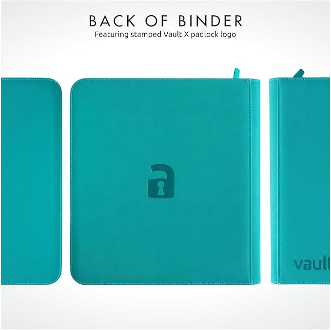 Vault X 12 Pocket Zip Binder, 480 Cards, Exo-Tec Material, 20 Side-Loading Pages (Teal)