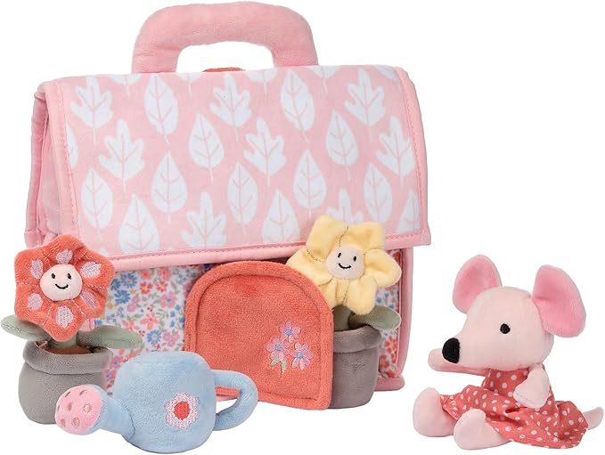 Lambs & Ivy Floral Cottage Interactive Plush Play Set - Pink, Animals, Garden