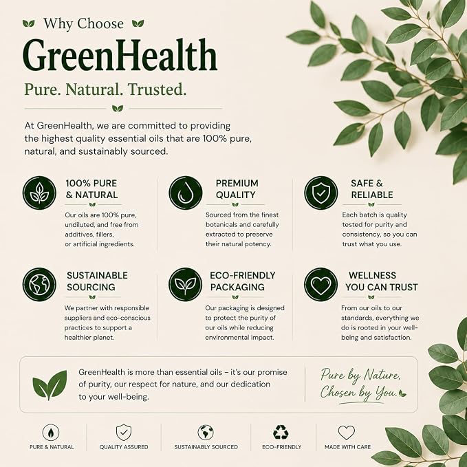 GreenHealth Eucalyptus Essential Oil – 8 fl oz (237 ml) – 100% Pure & Natural – Aromatherapy Oil in Aluminum Bottle with Plug Cap – for Diffuser, Cleaning, Home Fragrance, DIY Use