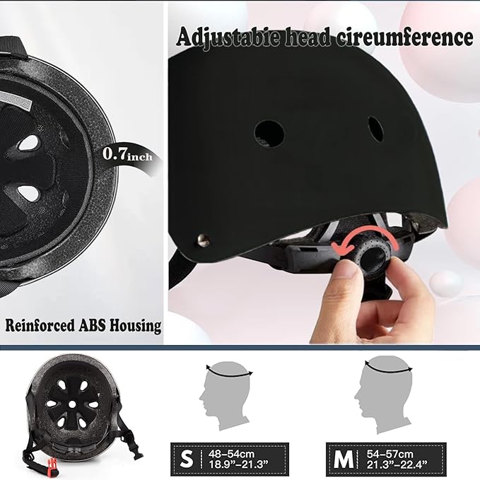 Kids Helmet,Toddler Skateboard Helmets for Ages 2-3-5-8-14 Years Boys Girls with Knee and Elbow Pads Wrist Guards fit Roller Skates,Skateboarding,Skating Scooter Adjustable Kids Helmet