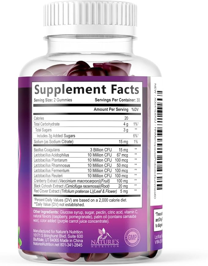 Menopause Probiotic Gummies for Women - Advanced Menopause Relief for Women with Black Cohosh - Complete Women's Probiotics Gummy Supplements for Mild Hot Flashes & Night Sweats Support - 60 Gummies