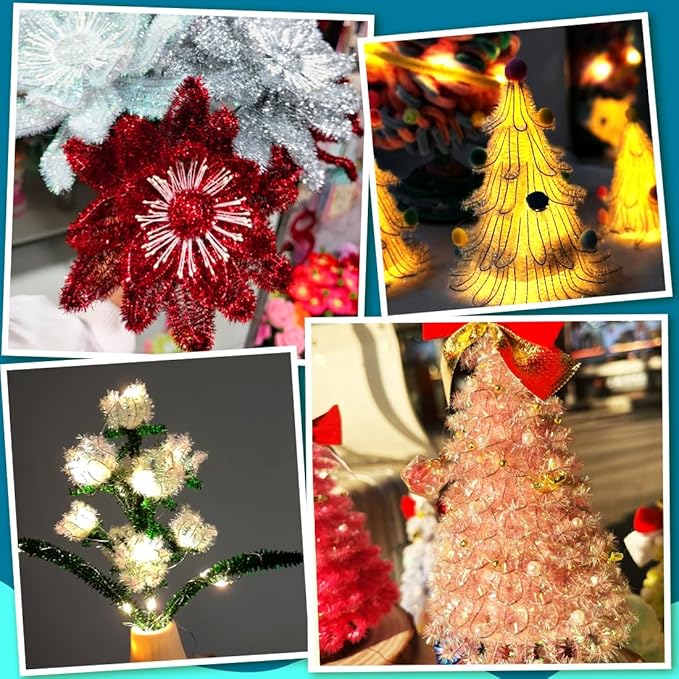 200pcs Pipe Cleaners, Pipe Cleaners for Crafts, Craft Supplies Multicolor Chenille Stems for Art&Craft Christmas DIY Projects(15colors,Glitter)