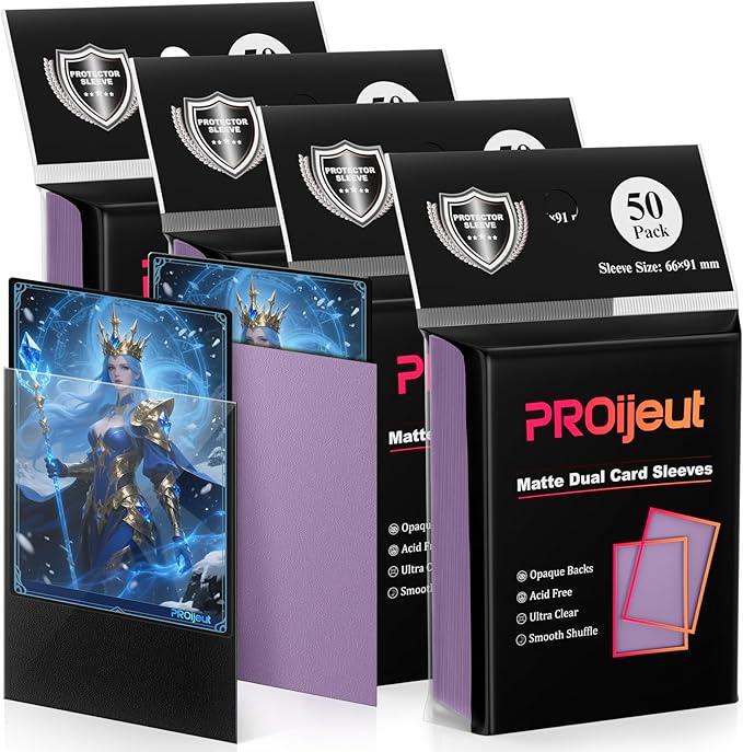 200 Pack Card Sleeves, Matte Dual Trading Card Sleeves with Opaque Back & Smooth Shuffle, Tear Resistant Card Protectors for MTG, TCG and Game Cards (Orchid Purple)