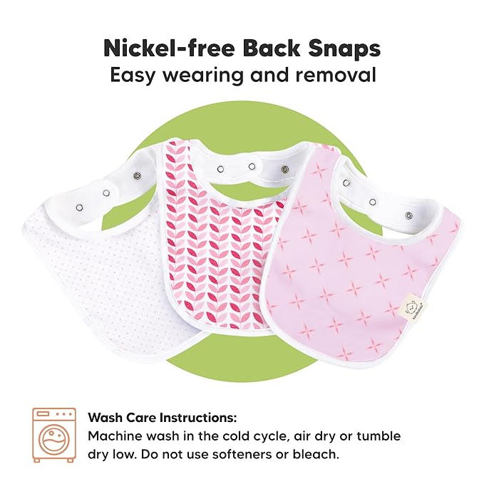 KeaBabies 8-Pack Organic Baby Bibs for Drooling and Teething - Soft Cotton Bibs for Baby Girl, Boy, Extra Absorbent, Easy to Clean & Put On for Toddler, Newborn, Infant 0-24 Months (Blush)