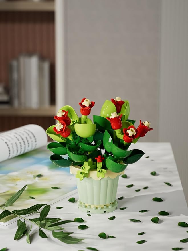 YEIBOBO ! The 12-Piece Flowers and Plant Building Set is A Special Birthday Gift for Women and Girls. with 2531 Pieces, It Can Be Used for Home Decoration, Bonsai, Or Adult Building Block Toys.