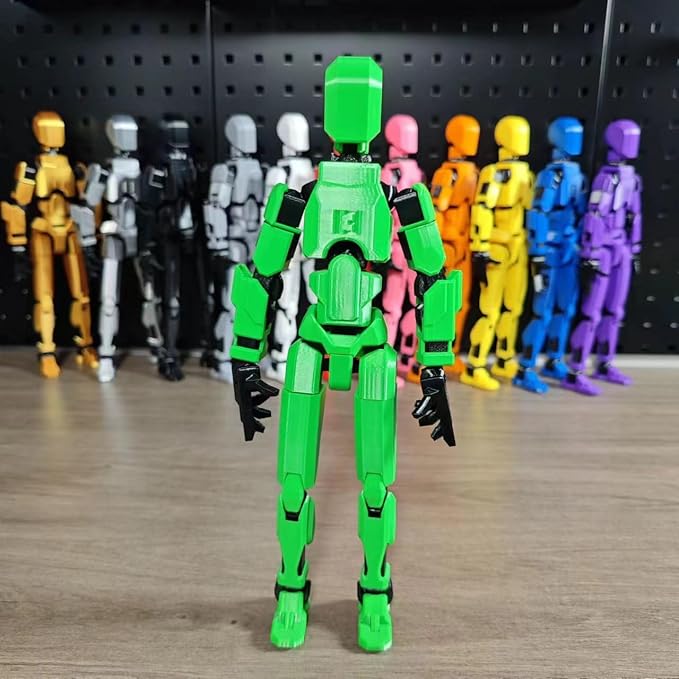 Assembly Completed T13 Action Figure 3D Printed Multi-Jointed Movable,Lucky 13 Action Figures,Multi-Articular Action Figures,Desktop Decorations,Creative Gifts (Green)