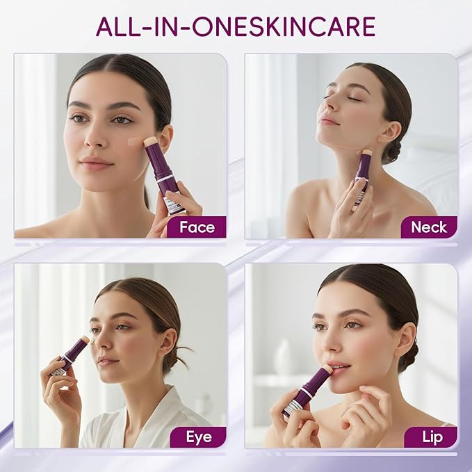 2PCS Cementerre Calcium Multi Balm Stick, Korean Calcium Volume Multi Balm, Collagen Moisturing Stick, Anti-aging, Wrinkles, Sagging, Hydrating, Firming Skin, Suitable for Eyes, Face & Neck-Purple