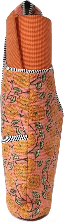 INDIAN CRAFT CASTLE Yoga Mat Bag | Tote Mat Bag | Sling Yoga Tote w/Large Side Pocket & Zipper Pocket | Yoga Mat Carrier Fits Most Size Mats