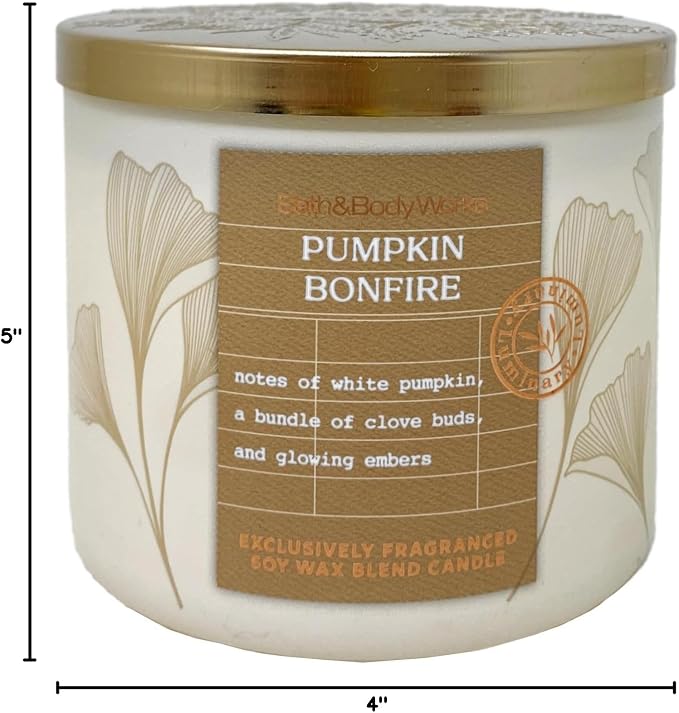 Bath & Body Works Pumpkin Bonfire 2 Piece 3-Wick Scented Candle Set with a Cherry On Top Bar Soap