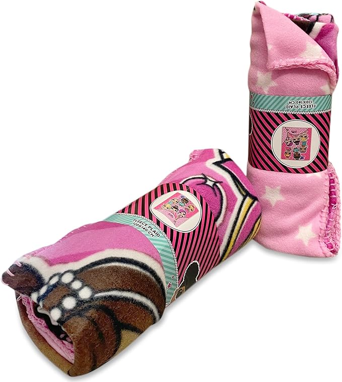 Girls Pink Fleece Soft and Cozy Throw Blanket (40" x 60) (LOL 3)