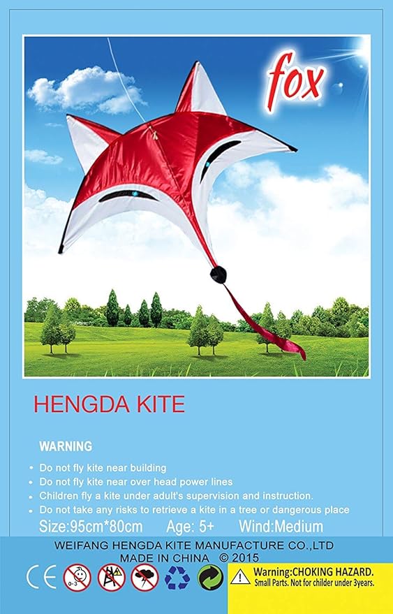 HENGDA KITE for Kids Red Fox Kite Outdoor Fun Sports Single Line Kite with Flying Tools