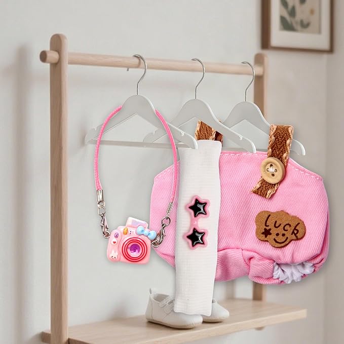 Dolls Clothes for 17cm Dolls Accessories, 3 Piece Set Outfits for Doll, Handcrafted Stylish Doll Clothes(NO Doll) (Pink)