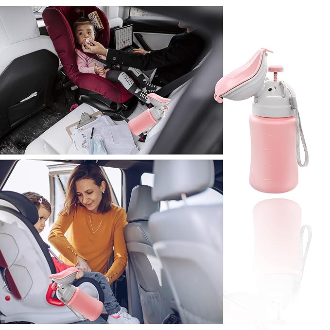 Pee Bottle for Kids - Travel Urinal Portable Potty Pee Cup for Girl Child Toddler Baby Urinal Emergency Toilet for Car Travel Road Trip Essentials Camping Potty Pee Training Leak Proof