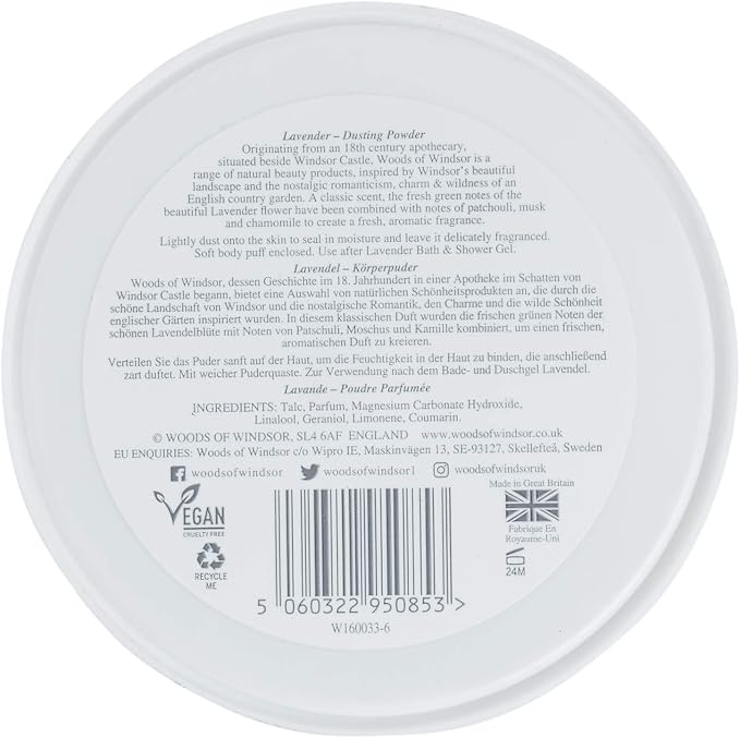 Woods Of Windsor Lavender Body Dusting Powder With Puff for Women, 3.5 Ounce