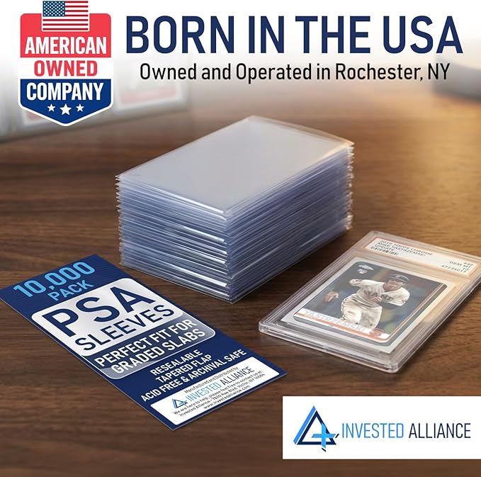 Invested Alliance PSA Slab Sleeves for Graded Cards | PSA Exact Fit Graded Card Sleeves, Resealable Slab Protector for TCG Collectors - Sports, Trading & Gaming.