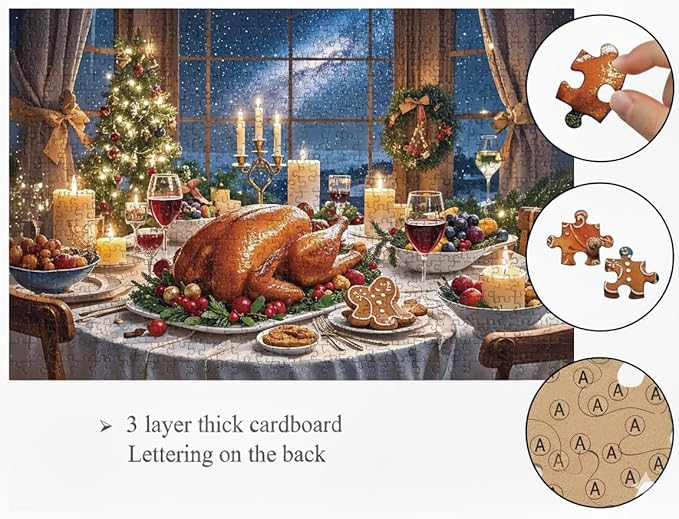 1000 Pieces Jigsaw Puzzles for Adults, Christmas Series - Festive Holiday Art, Fun Family Game, Best Xmas Gift Idea & Home Decoration, Large 28" x 20" (Christmas Dinner)
