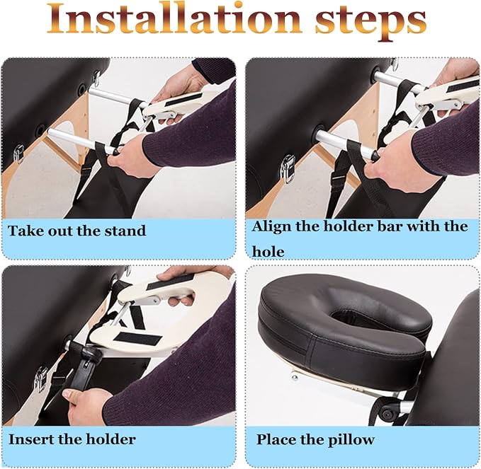 Massage Headrest - Aluminum Adjustable U-Shaped Pillow for Bed & Face Cradle - Beauty Spa Equipment