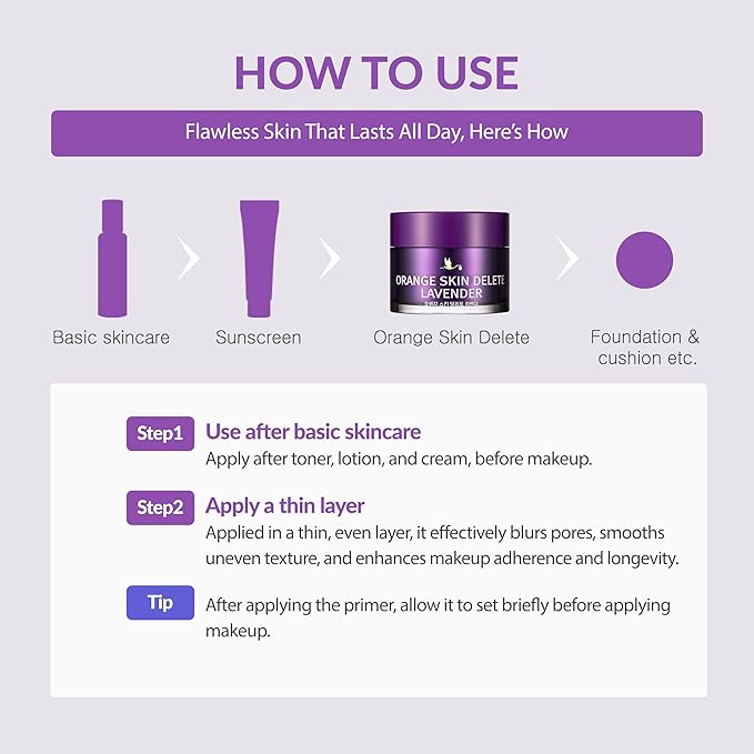 Orange Skin Delete Lavender Pore Primer Korean Makeup 30g 1.06 oz