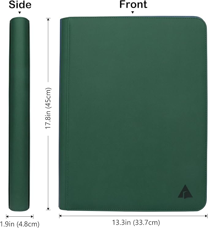 Premium 16-Pocket 1000 Card Binder, Ringless Trading Card Album Folder - Side Loading Black Page Pocket Binder for TCG -Forest Green