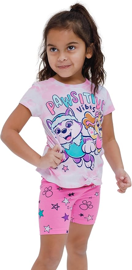 Paw Patrol Skye Everest Girls T-Shirt and Bike Shorts Outfit Set Toddler to Big Kid