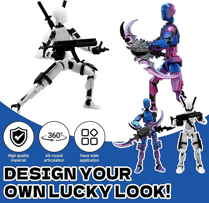 5PCS T13 Action Figure Set | Pre-Assembled 3D Printed Titan and Robo Figures | Highly Articulated Robot Toys with Interchangeable Accessories | Perfect for Collectors and Hobbyists (Rainbow)