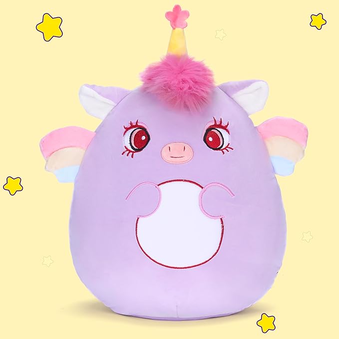 Original 14-Inch Unicorn Pillow Plush Stuffed Animal Toy,Big Size Soft Cute Fat Cuddle Huggable Adorable Plushy Toys,Gift for Kids