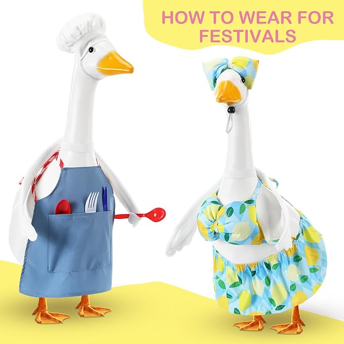 Abbylike Poseable Goose Wings for 23”- 28" Porch Lawn Goose Outfit Accessories Poseable White Wings for Outdoor Patio Yard Lawn Art Decoration(1 Pcs,Wavy Edge)