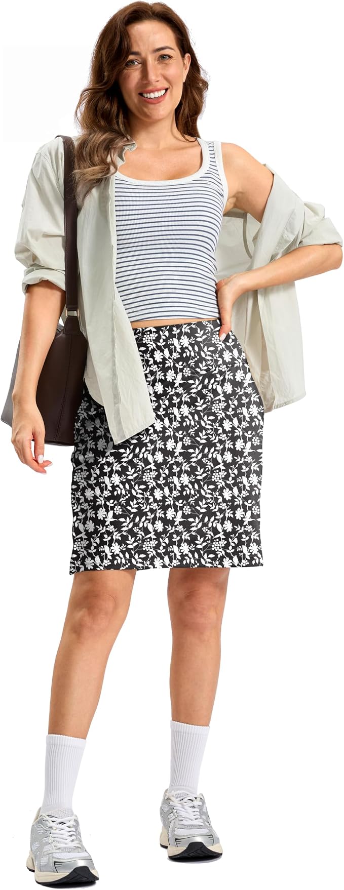 20" Skorts with 3 Pockets | Knee Length, High waisted, Slit Side, Casual, Summer, Travel, Athletic, Tennis, Golf, Skirts for Women