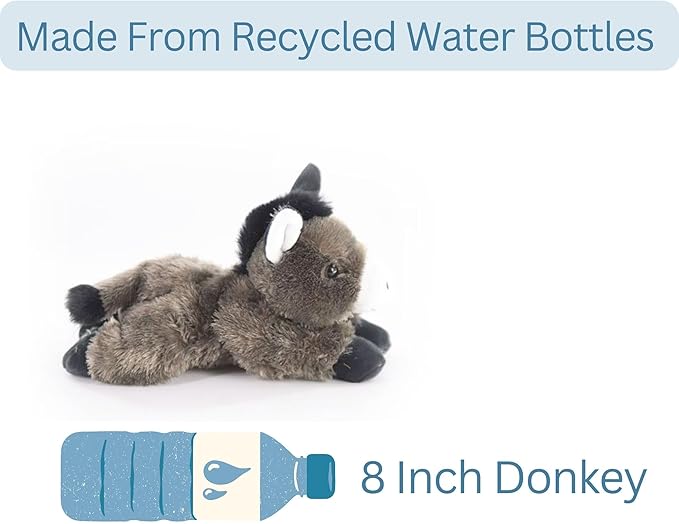 The Petting Zoo Donkey Stuffed Animal Plushie, Gifts for Kids, Donkey Wildlife Animals, Donkey Plush Toy 8 Inches