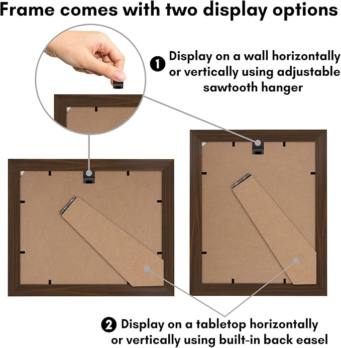 Americanflat 8x10 Picture Frame with Shatter-Resistant Glass - Use as 5x7 Frame with Mat or Display 8x10 Photo Without Mat - Signature Collection - Picture Frames for Tabletop and Wall - Walnut | Shatter-resistant glass, wall or tabletop display with i...