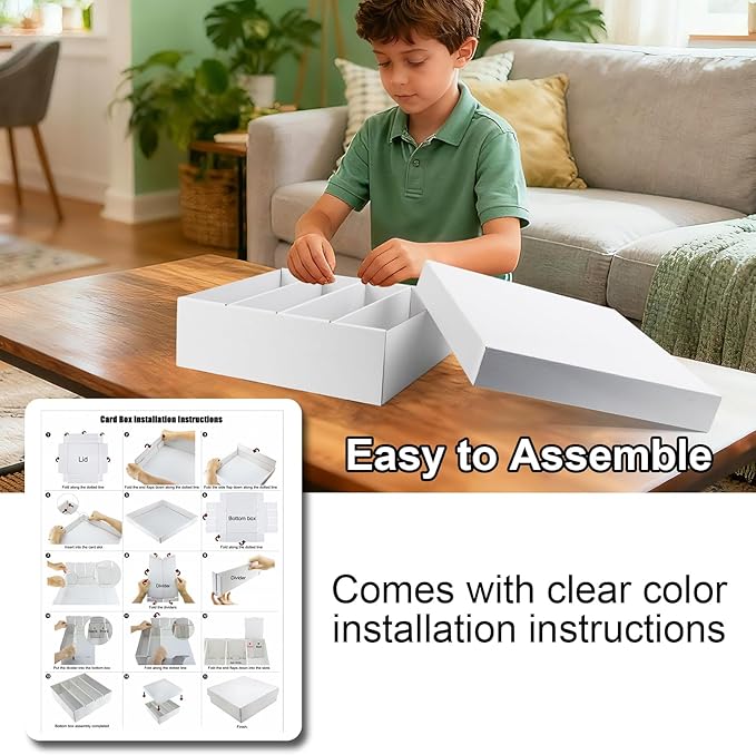 5-Pack Toploader Trading Card Storage Box, 4 Row 3200 Count White Cardboard Storage Box for Basketball/MTG/TCG/Sports/Game Cards Organizer and Collection