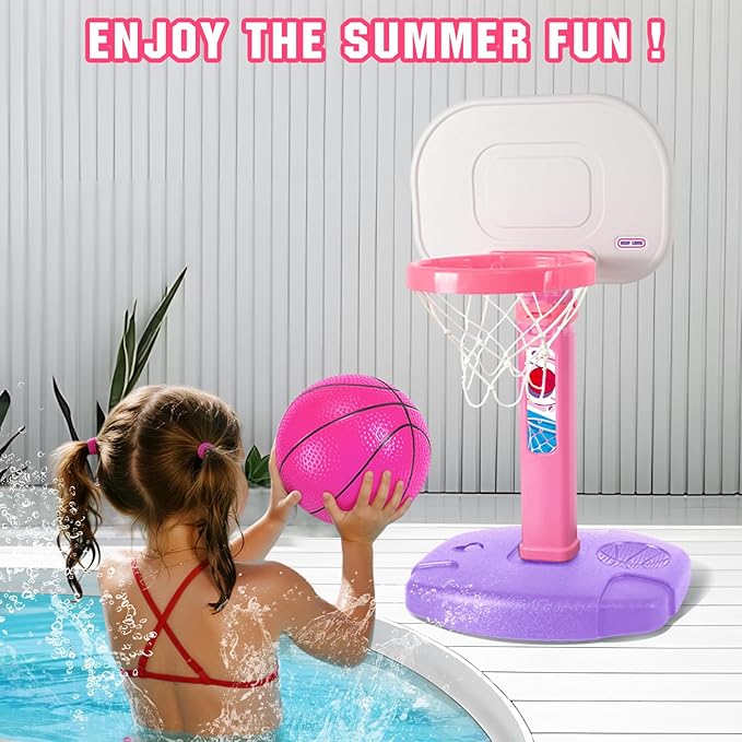 Toddler Basketball Hoop Indoor Outdoor for Kids 1-3, Height Adjustable Kids Basketball Hoop with 3 Balls, Portable Mini Basketball Goal Yard Pool Sport Toys for Baby Boys Girls Age 3 4 5