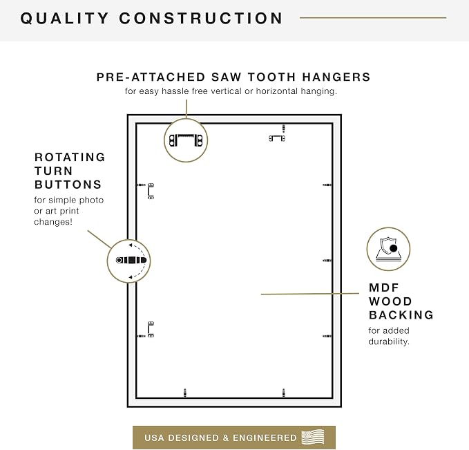 MCS Studio Gallery 20x28 Poster Frame Natural Woodgrain Engineered Wood, Vertical & Horizontal Wall Hanging Large Picture Frame for Photos, Posters & Art Prints (1-Pack)