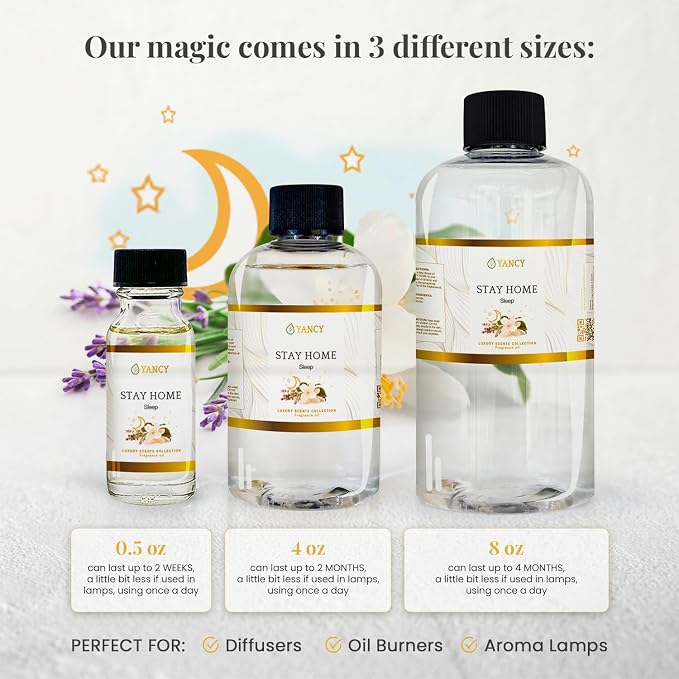 YANCY Stay Home Luxury Collection Fragrance Oil (1/2 oz), Cozy Vanilla and Amber Scent, Perfect for Diffusers, Oil Burners & Aroma Lamps, Comforting Home Scent for Relaxation & Unwinding