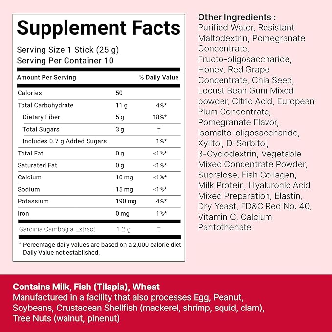 FOODOLOGY Coleology Cutting Jelly, Slimming Jelly Pomegranate, 10 Sticks | Dietary Fiber Supplement for Weight Management, Chia Seeds & Garcinia Cambogia, Korean Weigh Loss, Appetite Suppressant
