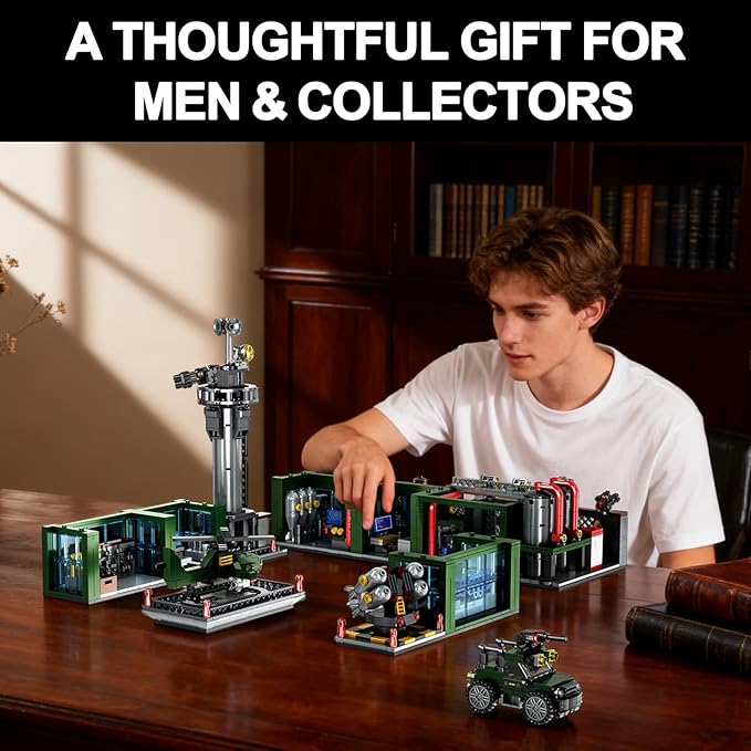 Military Base Building Set for Adults – 1753 PCS Army Model Kit with Vehicles, Helicopter & Figures, Model Building Kit for Adult, Room Decor, for Men, Teen
