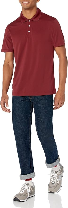 Amazon Essentials Men's Moisture Wicking Golf Polo Shirt, Short Sleeve, Slim-Fit, Quick-Dry, Active Wear