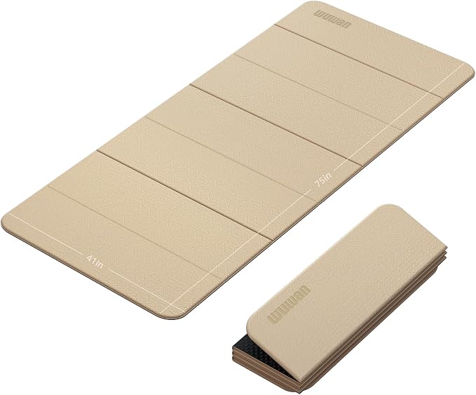 Foldable TPE Yoga Mat Thick 10mm,75" x40"Extra Large Exercise Mats | Stretch Mat Non-slip Fitness Folding Mat Easy to Carry,Wide Gym Mats for Women Men Suitable for Home Workout Travel Pilates